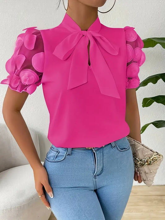 MS | Elegante Bluse mit Krawattenausschnitt